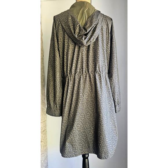 J.Jill Leopard Rain Coat, Animal Print, Hooded, Cinch Waist, Womens Sz L - Picture 8 of 8